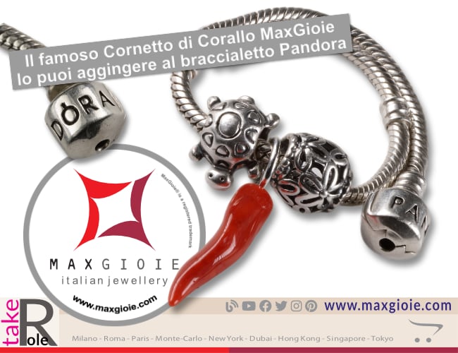 Cornetto corallo rosso compatibile pandora charm
