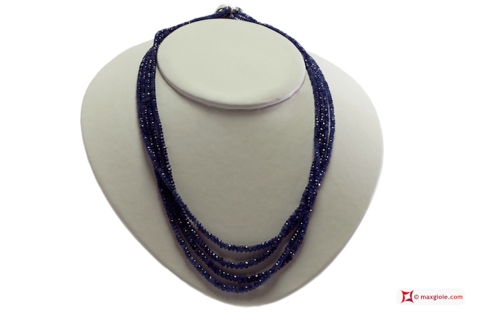 MAXGIOIE - Collana Zaffiri rondelle faccettate 4 fili 2½-4½mm 300kt