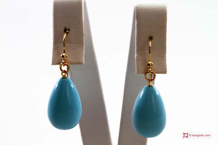 MAXGIOIE - Orecchini Turchese Extra 10x17mm in Oro 18K