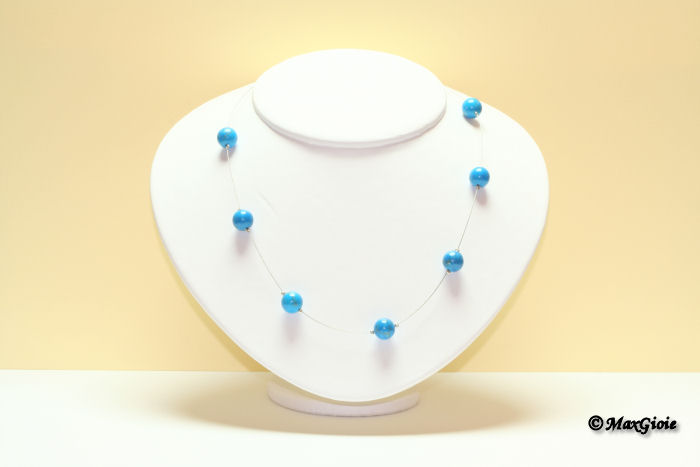 MAXGIOIE - Collana howlite acciaio pallini 10mm in Argento