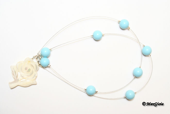 Dettaglio - Details MAXGIOIE - Collana turchese acciaio pallini 8mm in Argento