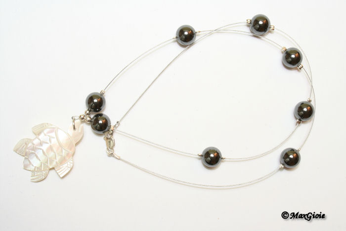 Dettaglio - Details MAXGIOIE - Collana ematite acciaio pallini 8mm in Argento