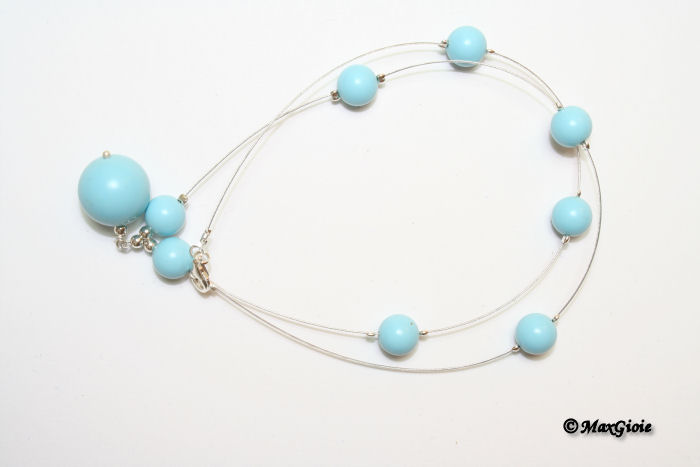 Dettaglio - Details MAXGIOIE - Collana turchese acciaio pallini 8mm in Argento