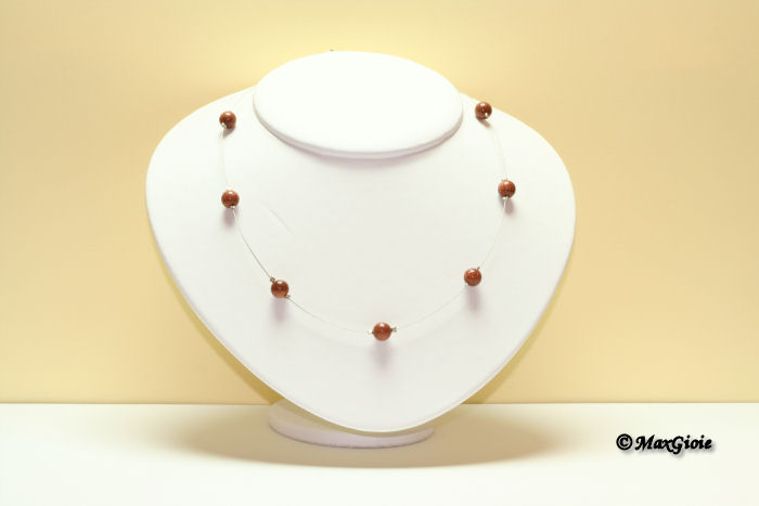 MAXGIOIE - Collana gold stone acciaio pallini 8mm in Argento id18