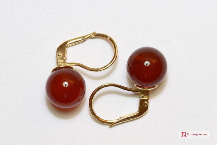 Vista completa - Full view MAXGIOIE - Orecchini Agata rossa 10mm in Oro 18K