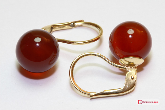 Vista completa - Full view MAXGIOIE - Orecchini Agata rossa 10mm in Oro 18K