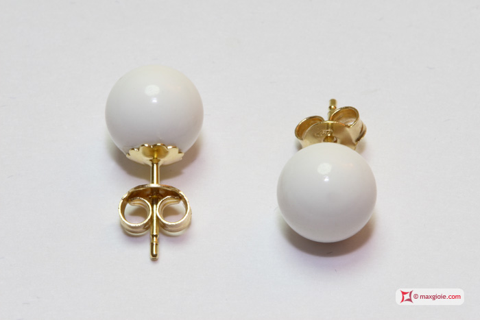 Dettaglio - Details MAXGIOIE - Orecchini Agata nera 8½mm in Oro 18K