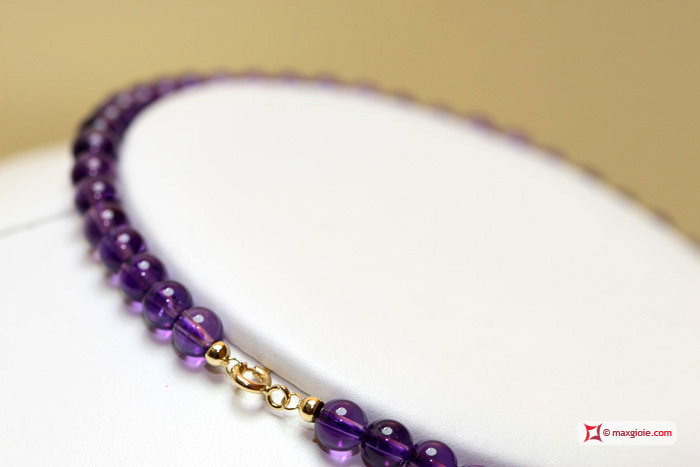 MAXGIOIE - Collana Ametista Extra pallini 6mm in Oro 18K