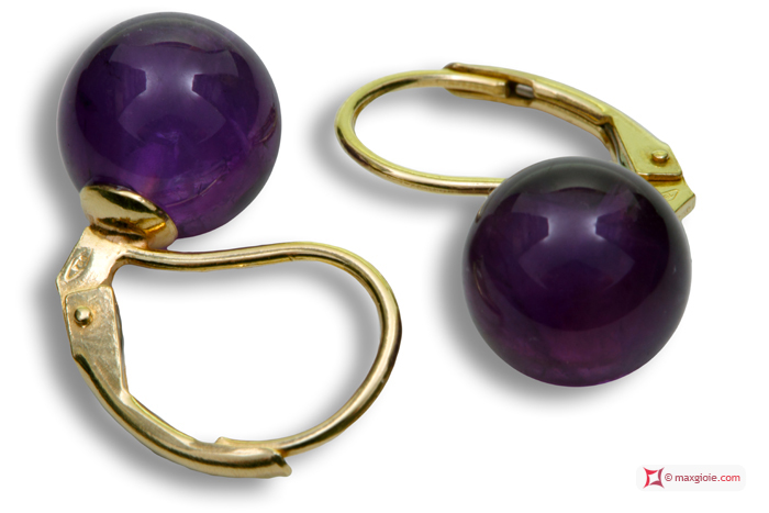 Dettaglio - Details MAXGIOIE - Orecchini Ametista Extra 8mm in Oro 18K mmp