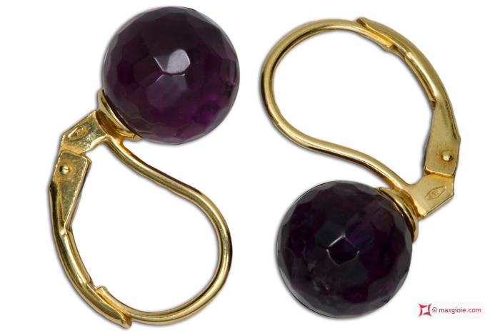MAXGIOIE - Orecchini Ametista Extra 8mm faccettato in Oro 18K mmp