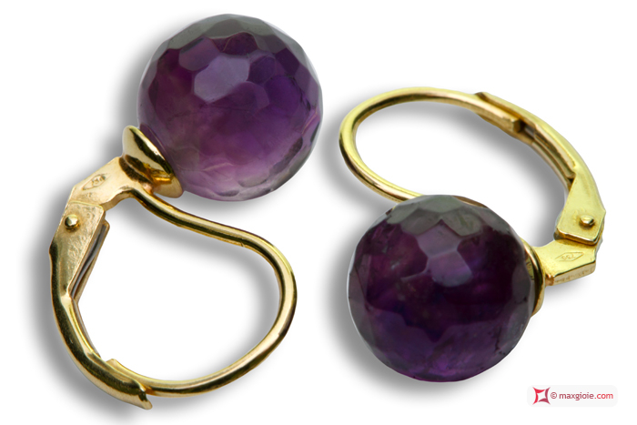 MAXGIOIE - Orecchini Ametista Extra 8mm faccettato in Oro 18K mmp
