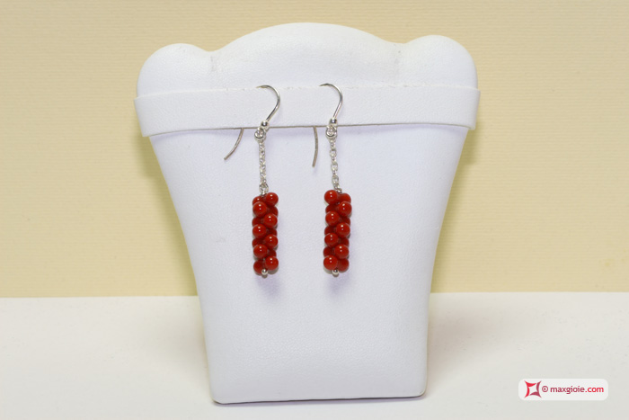 MAXGIOIE - Orecchini Coralloide Bambu rosso 3mm in Argento