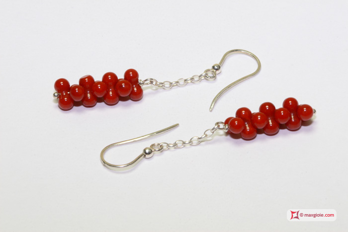 MAXGIOIE - Orecchini Coralloide Bambu rosso 3mm in Argento