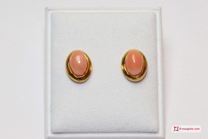 MAXGIOIE - Orecchini Corallo rosa 6x4mm in Argento