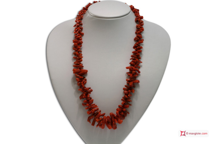 MAXGIOIE - Collana Corallo rosso del Mediterraneo cupolini 30-6mm in Oro 18K