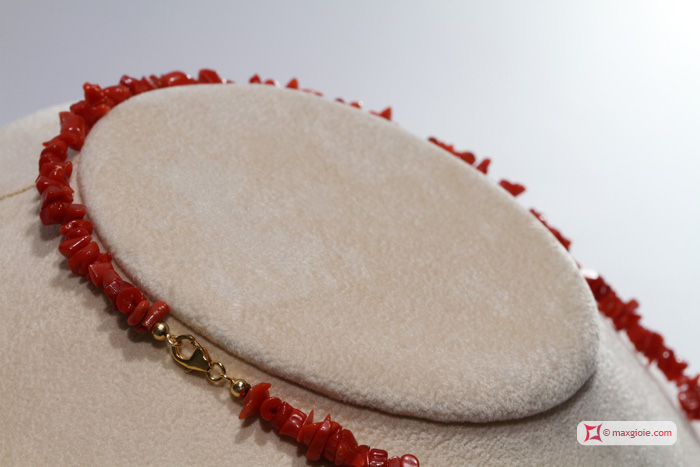 Dettaglio - Details MAXGIOIE - Collana Corallo rosso del Mediterraneo spezzatini ±20g in Argento