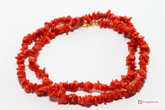 Vista Ulteriore - Additional View MAXGIOIE - Collana Corallo rosso del Mediterraneo spezzatini ±20g in Argento