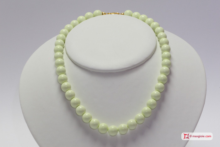 MAXGIOIE - Collana Crisoprasio lemon pallini 10mm in Argento
