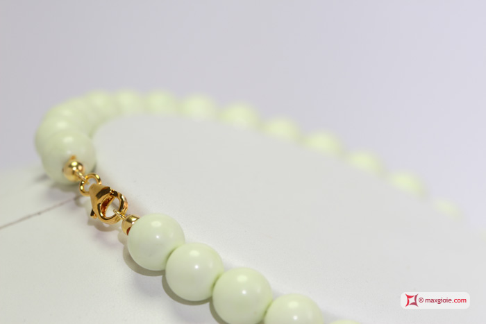 MAXGIOIE - Collana Crisoprasio lemon pallini 10mm in Argento