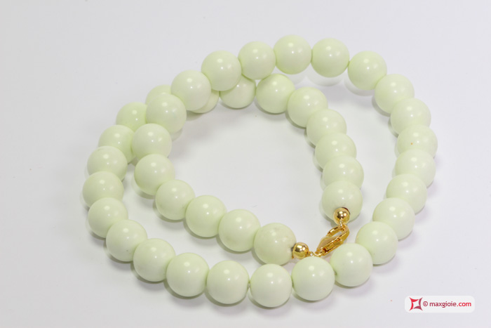 MAXGIOIE - Collana Crisoprasio lemon pallini 10mm in Argento