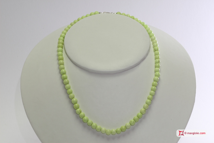 MAXGIOIE - Collana Crisoprasio lemon pallini 6mm in Argento