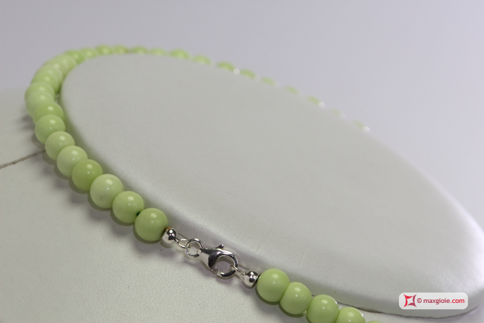 Dettaglio - Details MAXGIOIE - Collana Crisoprasio lemon pallini 6mm in Argento