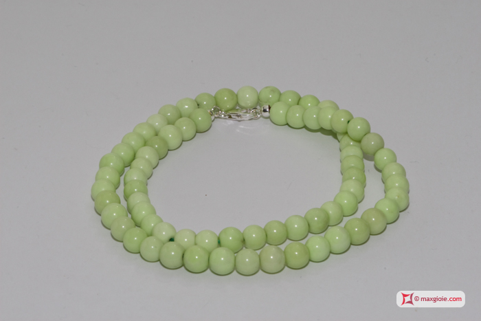 Vista Ulteriore - Additional View MAXGIOIE - Collana Crisoprasio lemon pallini 6mm in Argento