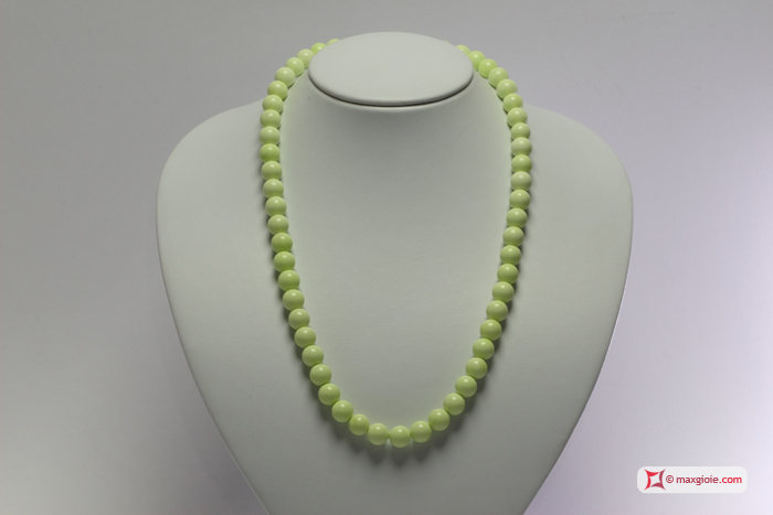 MAXGIOIE - Collana Crisoprasio lemon pallini 10mm L56 in Argento