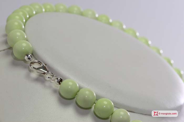 Dettaglio - Details MAXGIOIE - Collana Crisoprasio lemon pallini 10mm L56 in Argento