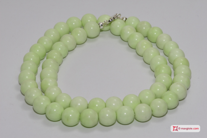 Vista Ulteriore - Additional View MAXGIOIE - Collana Crisoprasio lemon pallini 10mm L56 in Argento