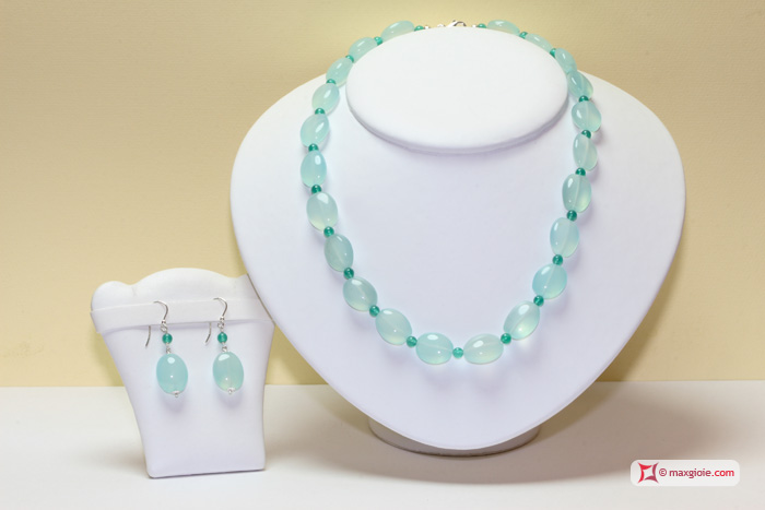 MAXGIOIE - Collana e Orecchini Agata verde in Argento