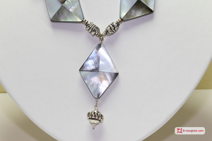 MAXGIOIE - Collana e Orecchini Perle, Ematite e Madreperla in Argento Id10