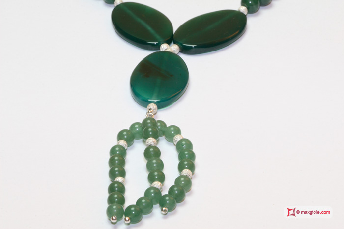 MAXGIOIE - Collana e Orecchini Avventurina fashion Argento