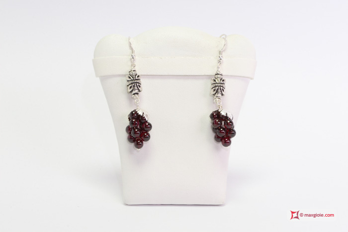 Dettaglio - Details MAXGIOIE - Collana e Orecchini Granato tessiti 4-5mm in Argento