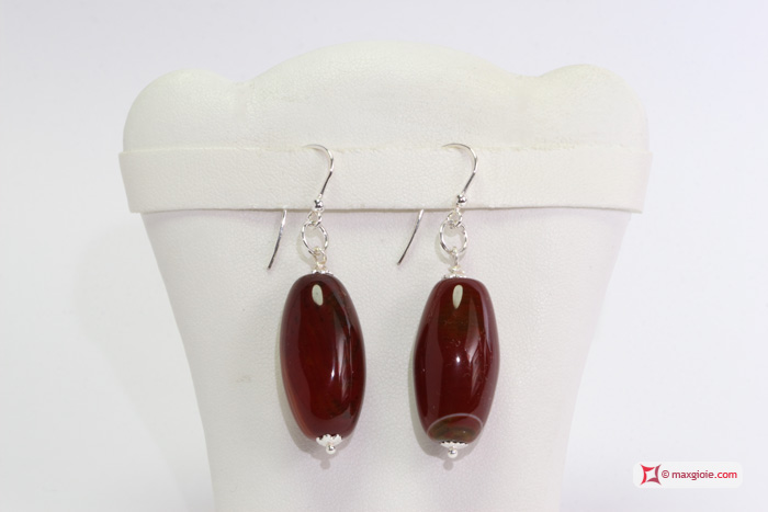 MAXGIOIE - Collana e Orecchini Corniola 25x13mm catena in Argento