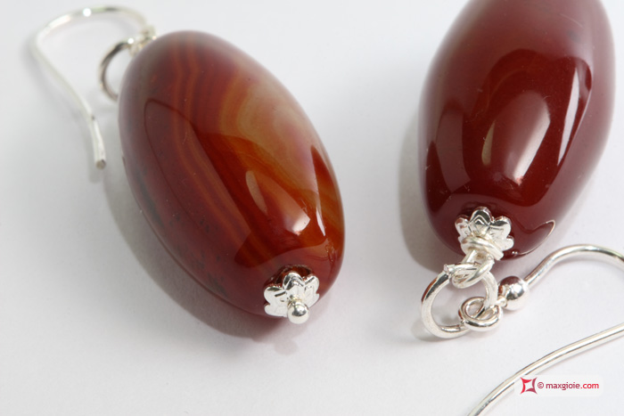 MAXGIOIE - Collana e Orecchini Corniola 25x13mm catena in Argento