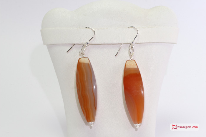 MAXGIOIE - Collana e Orecchini Corniola 37x12mm catena in Argento
