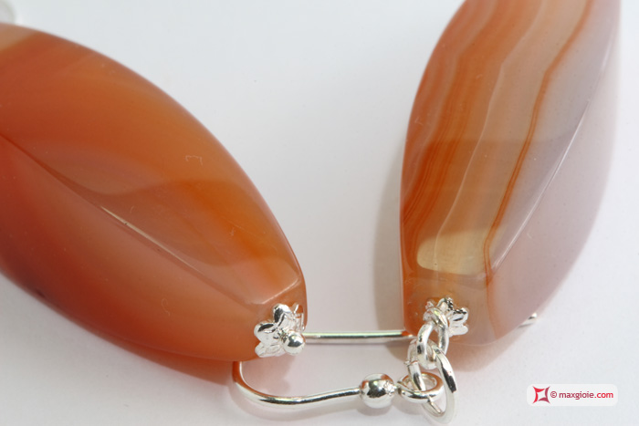MAXGIOIE - Collana e Orecchini Corniola 37x12mm catena in Argento