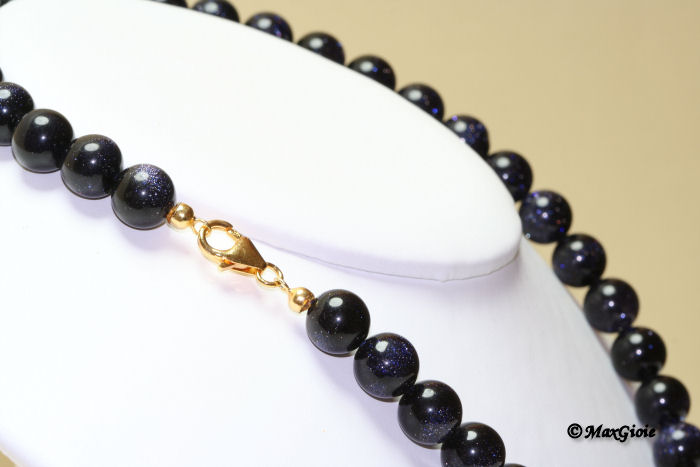 Dettaglio - Details MAXGIOIE - Collana Blue stone pallini 10mm in Argento