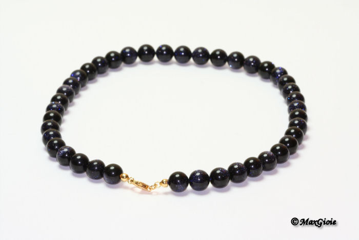 Vista Ulteriore - Additional View MAXGIOIE - Collana Blue stone pallini 10mm in Argento