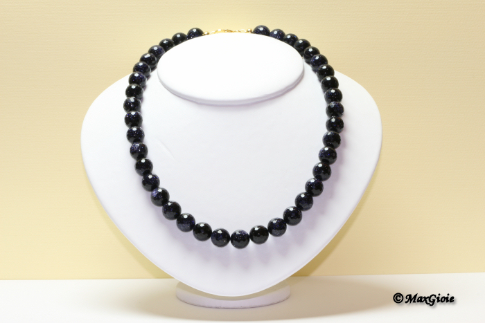 MAXGIOIE - Collana Blue stone faccettata 12mm in Argento