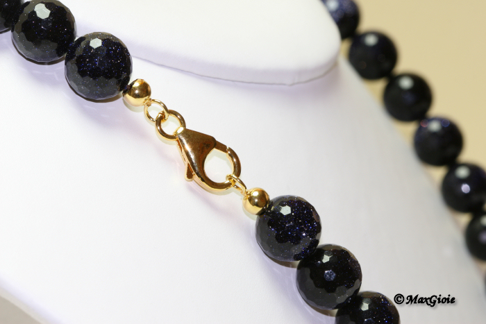 MAXGIOIE - Collana Blue stone faccettata 12mm in Argento