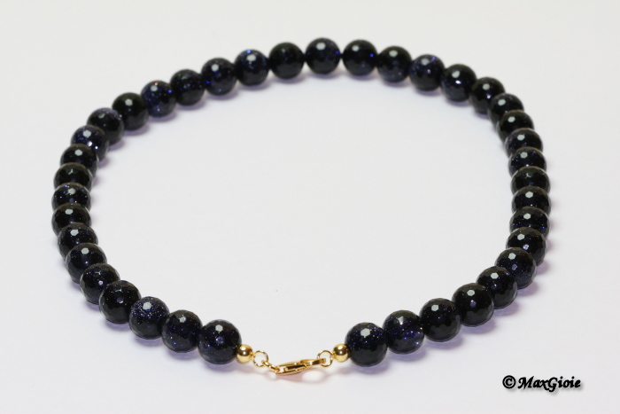 MAXGIOIE - Collana Blue stone faccettata 12mm in Argento