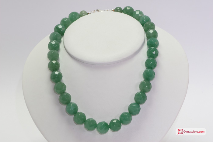 MAXGIOIE - Collana Avventurina faccettata 14mm in Argento