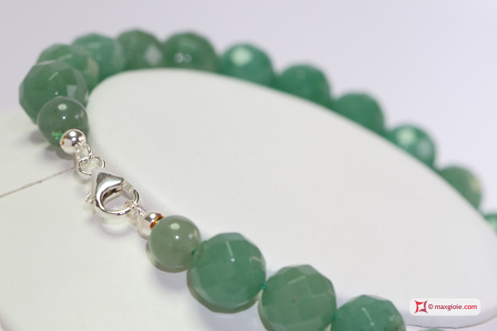 MAXGIOIE - Collana Avventurina faccettata 14mm in Argento