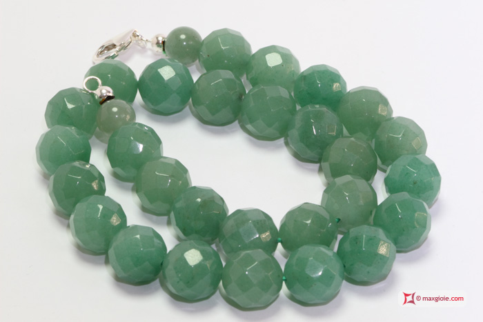 MAXGIOIE - Collana Avventurina faccettata 14mm in Argento