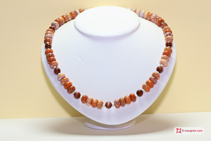 MAXGIOIE - Collana Shaped Stone Orange a rondelle e Gold Stone