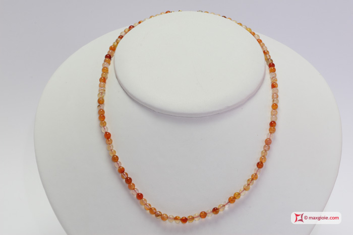 MAXGIOIE - Collana Corniola pallini 4mm in Argento