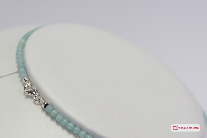 MAXGIOIE - Collana Amazzonite pallini 3mm in Argento