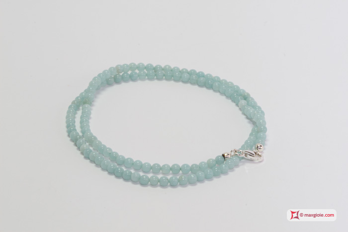 MAXGIOIE - Collana Amazzonite pallini 3mm in Argento